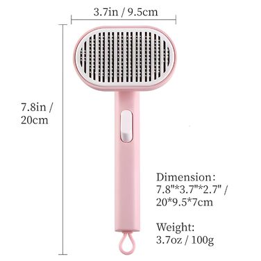 Самоочищувана щітка для котів та собак з підшерстком. Рожева, для довгої та короткої шерсті. Легка у використанні