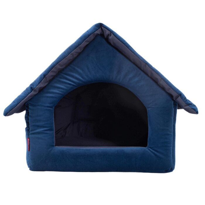 М'який будинок-ліжечко для собак, синій оксамит, розмір 2