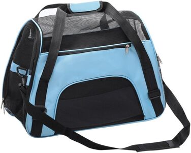 Сумка-переноска для домашніх тварин з м'якими боковинами, блакитна. Розміри: 47 x 24 x 33 см