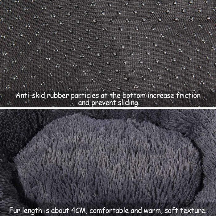 Преміум ортопедичний лежак для собак великих та екстра-великих порід, круглий, з м'якого плюшу, з водонепроникною основою, легко миється, діаметр 90 см, темно-сірий