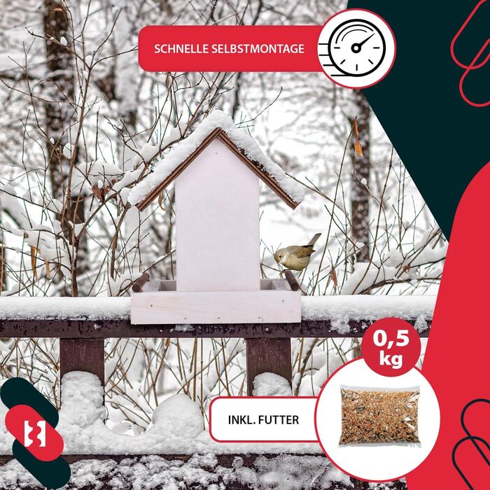 Коттарбау® годівниця для птахів зі стійкою, 310 x 1120 мм + корм 0,5 кг. Годівниця для птахів, вологостійка, для балкона, годівниця-парасолька.