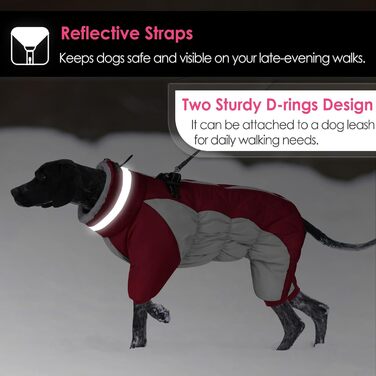 Зимовий комбінезон для собак AOFITEE - теплий водонепроникний зимовий одяг для великих собак з ніжками, підходить для Французького бульдога, колір: бордовий