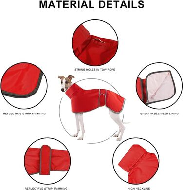 Водонепроникний дощовик для віндхундів, Whippet та Lurcher, Soer, червоний (XL)