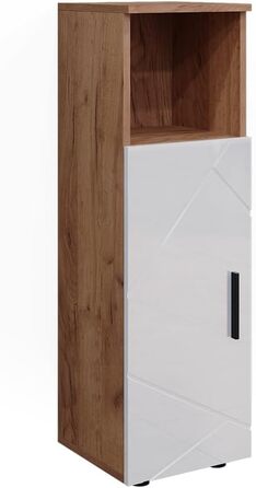 Високий шафа Vicco Irma для ванної, 30x95 см, білий глянець/дуб Goldkraft