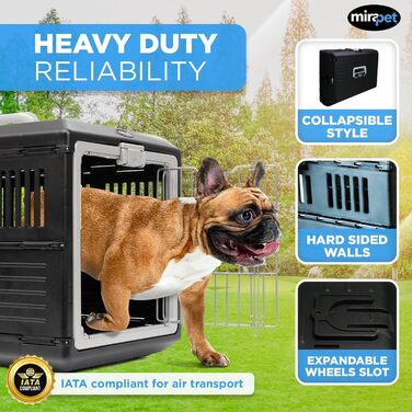 Складана переноска-клітка Mirapet для собак, 68,6 см, для дому та вулиці, з 360° вентиляцією та захистом стін, пластикова, США