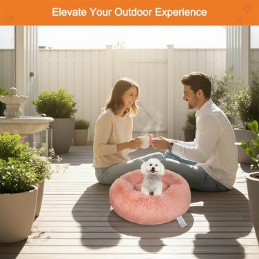 Кругле лежанка для собак середнього розміру, рожева, з ортопедичною подушкою, 70 см, для дітей, антистресова, миється