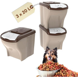 Контейнери для корму для собак та котів GarPet 3 шт. об'ємом 20 л та 60 л (120 л загальний об'єм)
