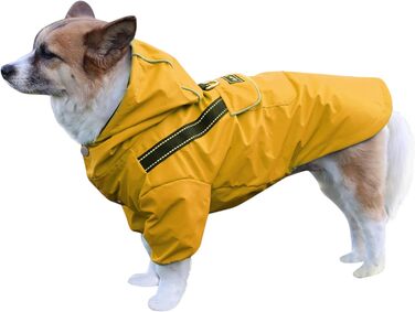 Жовтий дощовик для цуценят та маленьких собак JoyDaog з капюшоном та кишенями, водонепроникний, XS