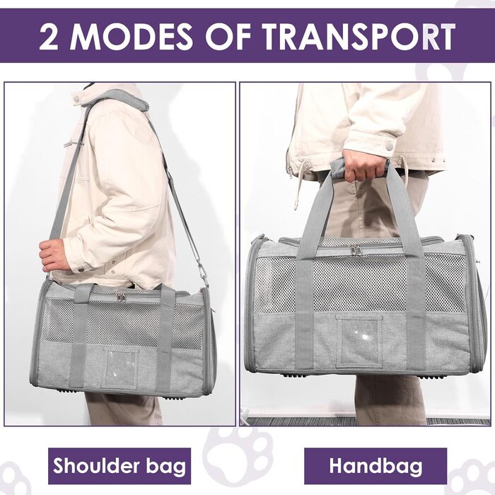 Транспортувальна сумка для тварин Foppla: Оксфордська тканина, дихаюча, складна, з мискою, для котів та собак, для подорожей