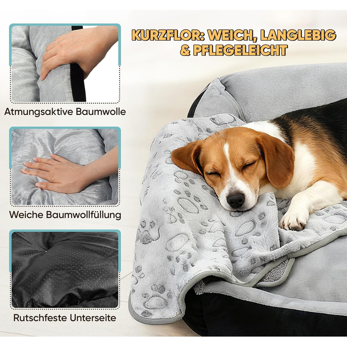 Ліжко для собак 90x70 см з подушкою у вигляді кістки та легкою ковдрою, м'яке диванчик для собак середніх порід з короткого хутра, миється, кошик для собак з неслизьким дном