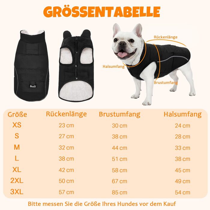 Зимовий теплий одяг для собак - водонепроникний теплий куртка з флісовою підкладкою, світловідбиваючий, чорний, L