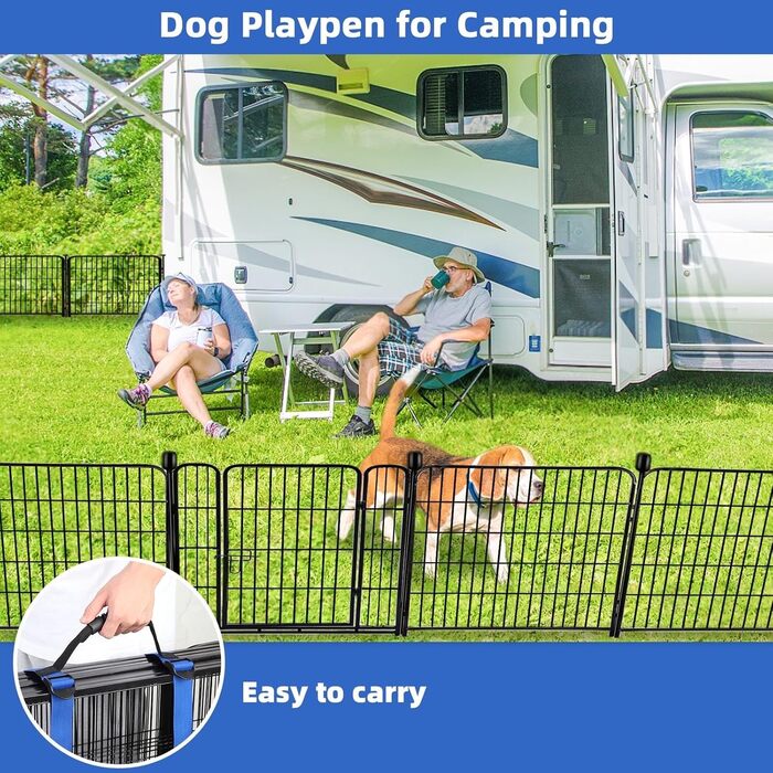 Металевий садовий забір Adavin з воротами, 61 см (В) × 3 м (Д), 4 панелі, чорний, міцний, для собак, кемпінгу, обмеження території, внутрішнє та зовнішнє використання