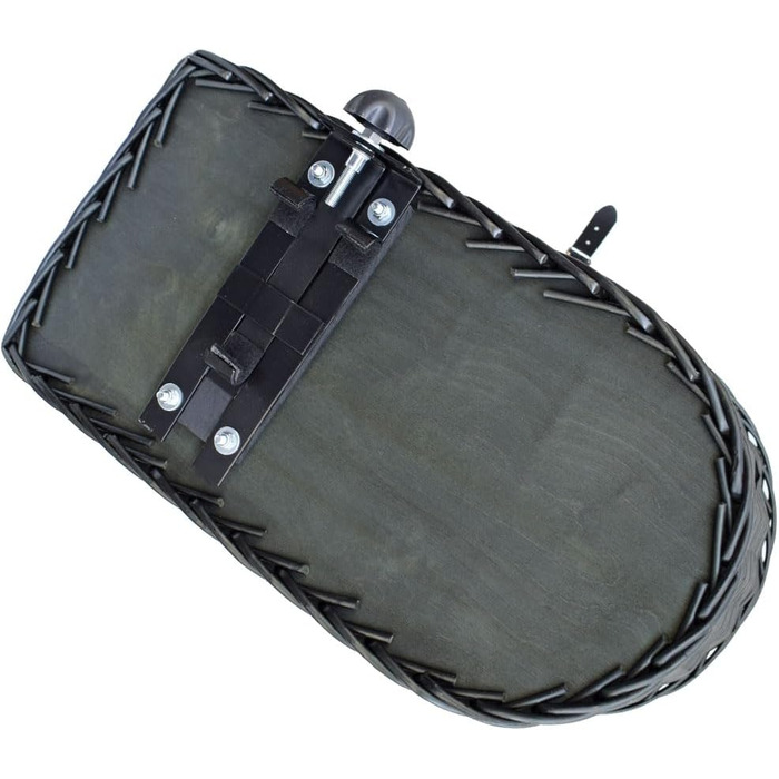 Корзина для собак на велосипед – ручної плетіння з лози, з ґратчастою кришкою, кріпленням для багажника та знімним подушечкою. Розмір: 60 x 39 x 50 см, колір чорний (венге), XL