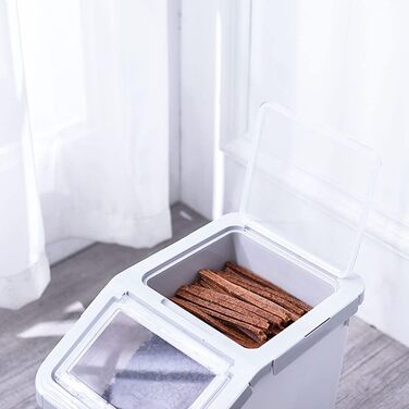 Контейнери для зберігання корму для тварин RUIAN, 2 шт. (сірий, рожевий, зелений) - ємності для сухого корму, зерна, рису, борошна з мірним стаканчиком та лопаткою на коліщатках