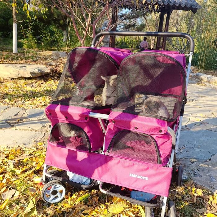 Дитяча коляска Doppel Kinderwagen Easy Walk - чорна, фіолетова, з дощем, для тварин та котів