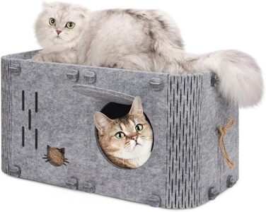Будинок для котів Aitmexcn для дому, затишна котяча лежанка-нора, стійка до подряпин, сучасний будиночок для великих і кількох котів, сірий