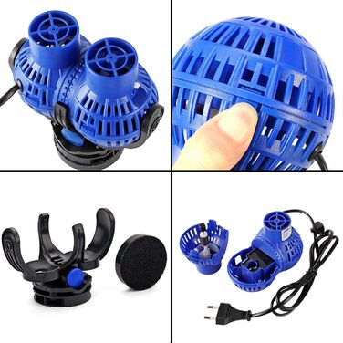 EXLECO Акваріумна помпа течії Dual Wavemaker 6000 л/год 8Вт, циркуляційна хвильова помпа JVP-230, 360° оберт, для прісних і морських акваріумів 80-100 см