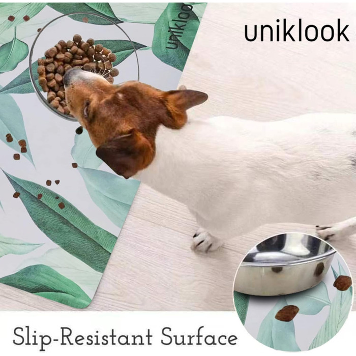 Uniklook екологічний килимок для корму собак і котів, водонепроникний, нетоксичний, легкий у догляді, сучасний дизайн, 41,9×71,1 см