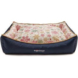 Водонепроникне ліжко для собак з бавовни та поліестеру - корзина для собак з знімним подушкою - диванчик для собак з переносною сумкою - 7 різних дизайнів - 3 розміри (S/M, L, XL) (червоно-зелений, L)