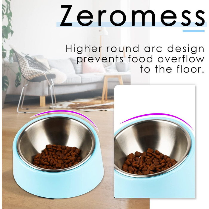 Нахилена годівниця для собак та котів SuperDesign 15°, зелений меламін, 600 мл