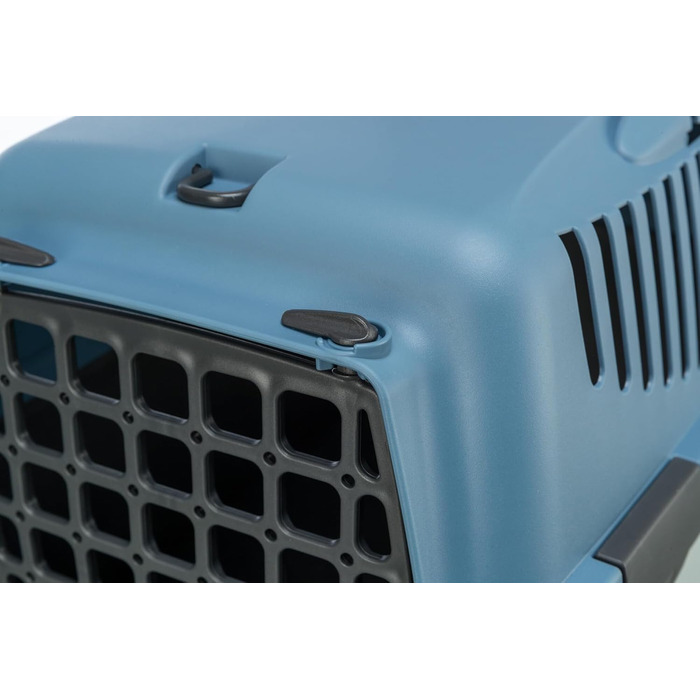 Транспортний бокс для тварин TRIXIE Capri 1, XS: 32x31x48 см, ручка, пластик, темно-сірий/пастельно-блакитний