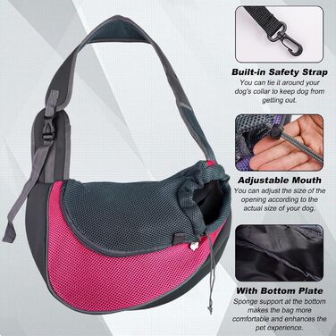 Тканинна переноска для собак, сумочка для маленьких собак, переноска для тварин з дихаючою тканиною, переноска для собак та котів до 6 кг, ідеальна для прогулянок на вулиці (магента)