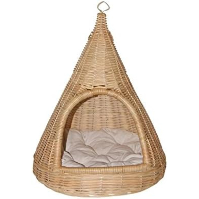 Будиночок для котів з м'яким лежаком з ротангу, для котів та маленьких собак