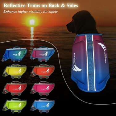 Жилет рятувальний для собак VIVAGLORY, жилет для плавання, S, рожево-блакитний (53-63см)