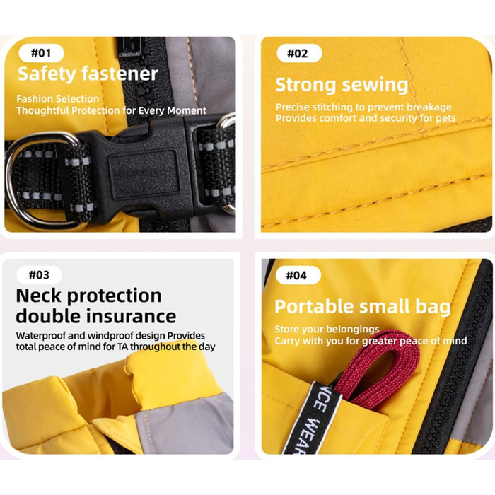 Зимовий одяг для собак, тепла куртка для тварин, водонепроникний та вітронепроникний жилет з бавовни з світловідбиваючими елементами, блискавкою (колір кава, розмір L)