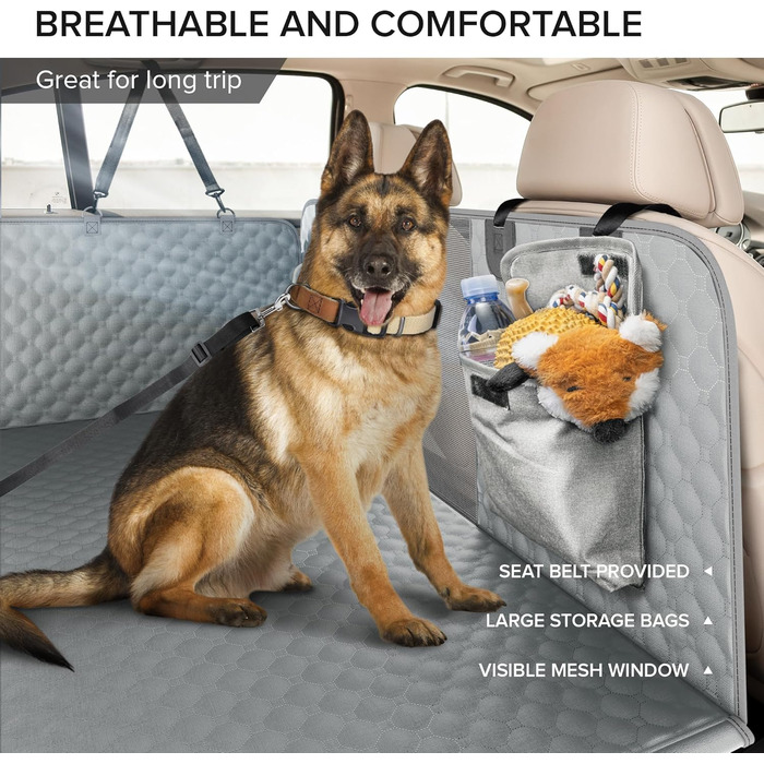 Захисний чохол на сидіння для собак у вантажівки XL, водовідштовхувальний, міцний, сірий. Підходить для F150, Ram1500 та великих SUV