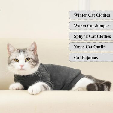 Пуловер для безшерстних котів Sphynx, теплий, сірий (L)