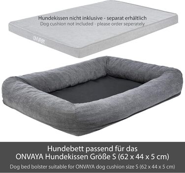 Ліжко для собак ONVAYA® з ортопедичним килимком | М'яке та затишне собаче ліжко-софа | Ліжко-диванчик з високим бортиком | Сірий колір, розмір S (82x64x18 см)