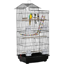 Клітка для птахів PawHut 46x36x100 см, з годівницями та жердочками, для хвилястих папуг, корел, канарок