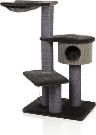 Котячий дряпак CanadianCat Coony 130 XXL, сірий, з товстою сизалевою стійкою 15 см – міцний килимок, кішковий комплекс для великих котів