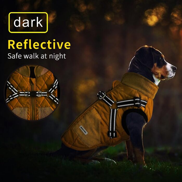 Теплий зимовий одяг для собак Mosucoirl: водонепроникний, світловідбиваючий, для малих, середніх та великих собак, жовтий L
