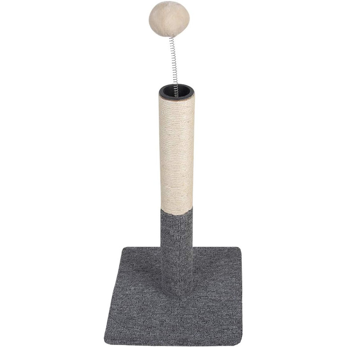 Дімáкa 66.0 см Кігтеточка для котів з сизалю, сіра, з м'ячиком на шнурку
