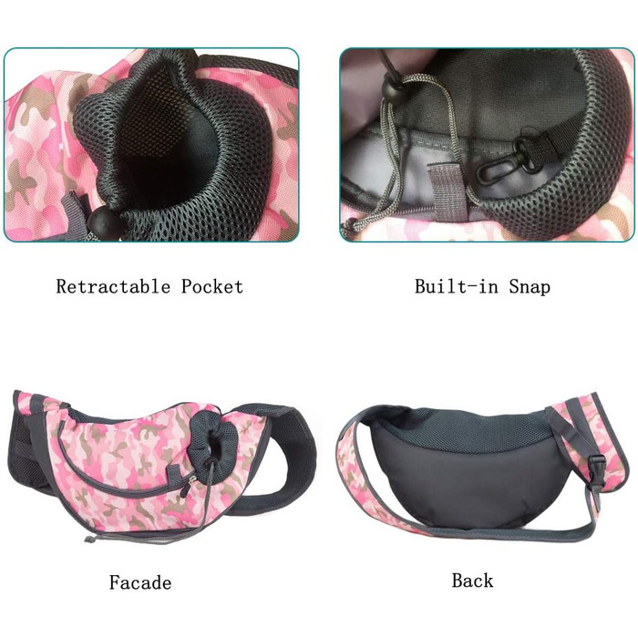 PETEMOO Сумка-переноска для собак і котів, червоно-камуфляжна, до 2.5 кг, з сіткою для дихання