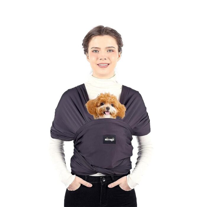 NATUYA Сумка-переноска для собак, легка, для цуценят, проти тривоги, регульована, преміум-якість, Sling Warp (Драк Сірий), темно-сірий