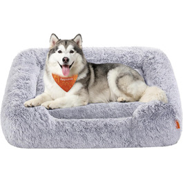 Feandrea Крісло-ліжко для собак, велике, 120 x 85 x 23 см, кошик для собак, м'яке ущільнення, собаче ліжко, підняті бортики, знімний та пральний чохол, нековзне, Ombré сірий PGW274GA01 XXL