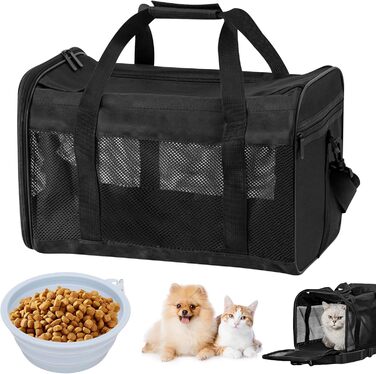 Транспортна переноска для котів та собак WANDGU: складана переноска з мискою для води, 42 x 27 x 28 см