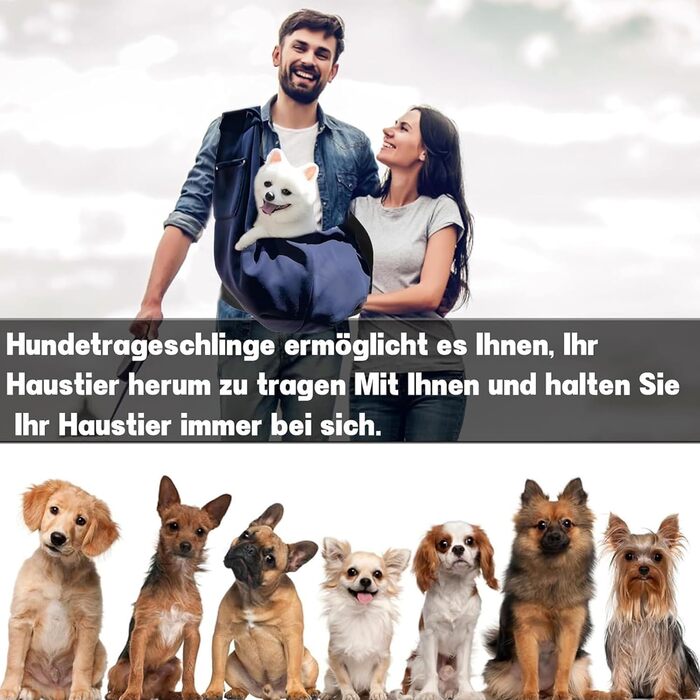 Сумка-переноска для собак Quorvex Sling - зручна переноска для тварин | Ідеальна для цуценят, кошенят та маленьких собак, для подорожей, прогулянок та покупок (блакитна)