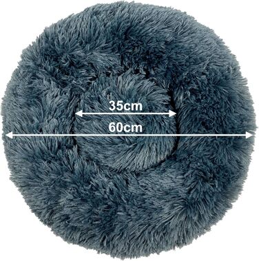 Кругле ліжко для собак та котів Donut, м'яке, пухнасте, темно-сіре, різні розміри та кольори