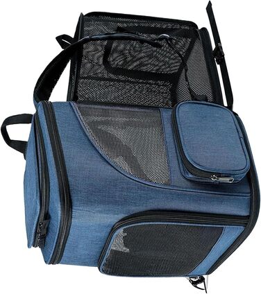 Рюкзак-переноска для котів RASTKY, складана переноска для тварин, міцна переноска для собак та малих тварин до 8 кг, ідеально підходить для візитів до ветеринара, прогулянок у парку, сірий (чорний) (блакитний)