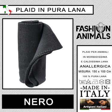 М'яка ковдра для домашніх тварин Luxus: вовна, кашемір, штучне хутро, 150x100 см, для собак та котів, чорна