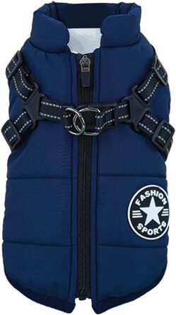 Водонепроникний жилет для собак на осінь/зиму, для цуценят та середніх порід, відбиваючий, з кріпленням для повірця, блакитний