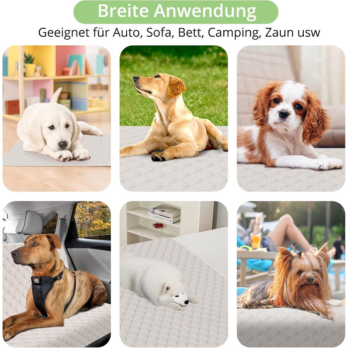 Водонепроникний коврик для собак, 137 x 208 см, килимок для домашніх тварин, ковдра для собак, неслизький, міцний, багаторазовий, можна прати в пральній машині, захист для дивану, ліжка, автокрісла, темно-сірий (Бежевий, S (76x190 см))