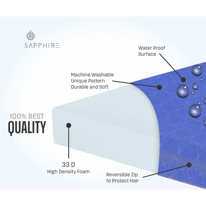 Матрац для собак, вологостійкий, сертифікований FR, міцний, для вулиці, розмір M, 90 x 60 x 5 см, блакитний