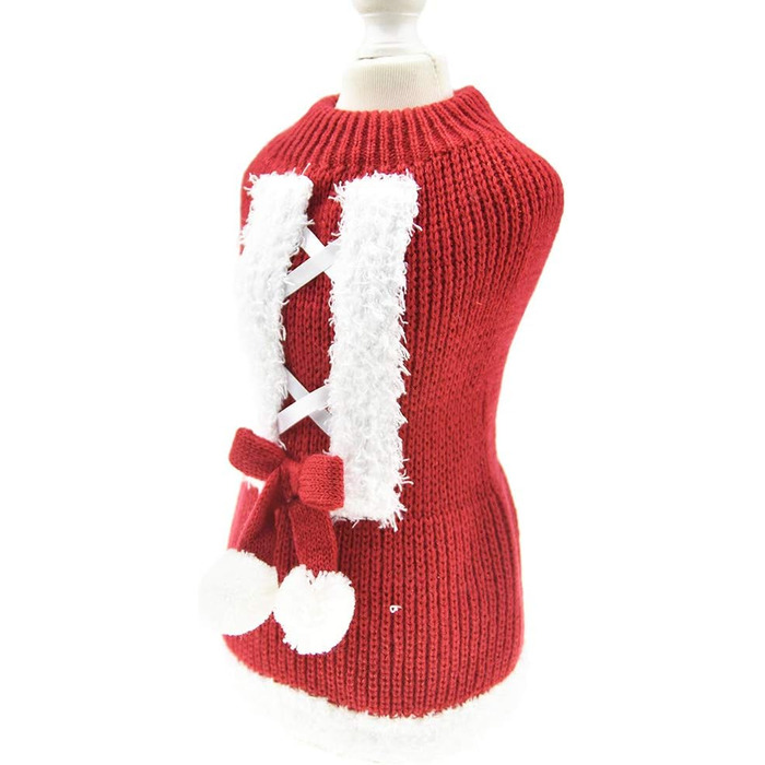Теплий зимовий пуловер для собак Muyaopet на Різдво, червоний, для маленьких та середніх собак, такса, розмір M (обхват грудей 40 см)