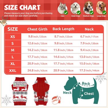 Святочний пуловер для собак, теплий, м'який, осінньо-зимовий, з високим коміром, в'язаний, для цуценят, милий олень, червоний, для собак, на Різдво, з короткими рукавами, (XX-Large, Червоний/Білий)