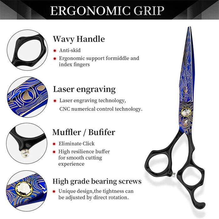 Набір ножиць для грумінгу собак 6 дюймів: прямі та розріджуючі ножиці для професійного догляду за шерстю. Ножиці для грумінгу домашніх тварин з регульованим гвинтом